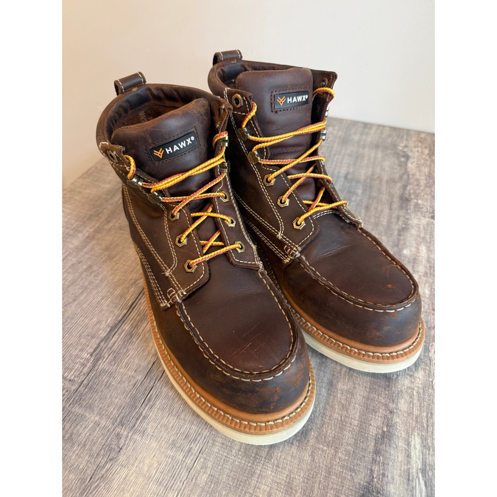 Hawx Mens WULM-4 Composite Toe Work Boots Brown Leather ASTM F2413-18 9.5EE